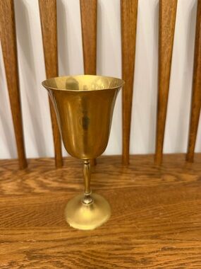 Vintage Leonard Silver Solid Brass Goblet - Mid-Century Modern Wine Chalice
